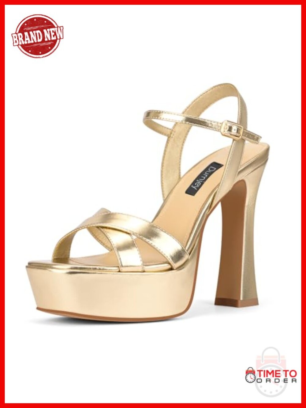 Chunky Platform Heeled Sandals Faux Leather Ankle Strap